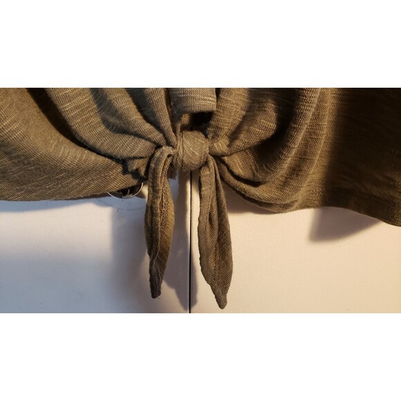 Lane Bryant Button Front Tie Hem Top 18/20 🆕Olive Green 3/4 Sleeve Lightweight - Picture 5 of 6
